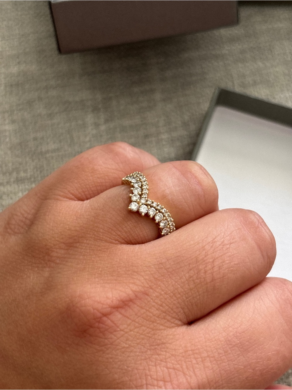 14k Gold Diamond V-Chevron Ring